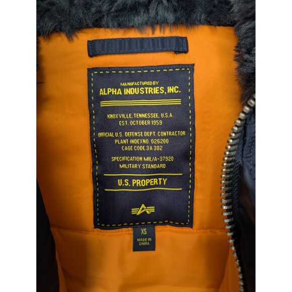 Alpha Industries N-3B Slim Fit Parka Mens XS US Army Jacket Blue MJN31210C1 NEW - Picture 5 of 16
